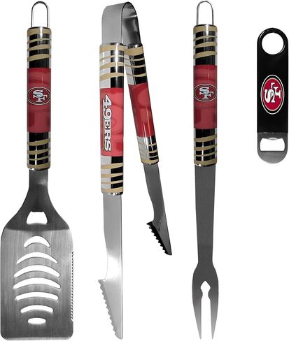 Siskiyou Sports NFL San Francisco 49ers Unisex 3 pc BBQ Set and Bottle Opener, Team Colors, One Size in Saudi Arabia