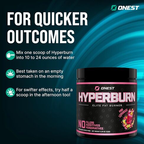 ONEST Hyperburn Fat Burner Powder – 153g (30 Servings) Appetite Suppressant Weight Loss Supplement, Metabolism Booster & Sports Nutrition Protein Powder for Men and Women in Saudi Arabia