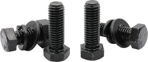 LBY 8 Sets 1/2-13×1-1/2 Hex Head Screws Bolts(Fully Threaded), Nuts(Heavyd), Flat & Lock Washers Kit, Alloy Steel (Black) in Saudi Arabia