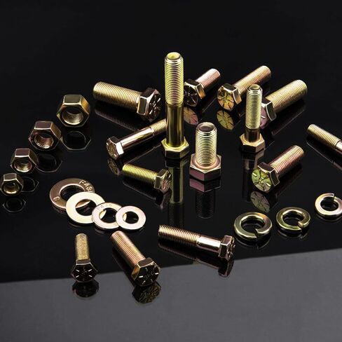VIGRUE Hex Bolts Assorted Black SAE Bolt Nuts Kit, 316PCS 1/4-20, 5/16-18, 3/8-16 Hex Head Screw Bolt Nuts, Flat & Lock Washers Assortment Set, Black Oxide 18-8 (304) Stainless Steel, Fully Threaded in Saudi Arabia