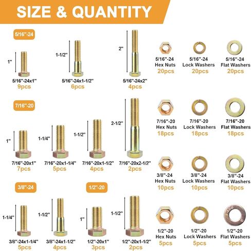 VIGRUE Hex Bolts Assorted Black SAE Bolt Nuts Kit, 316PCS 1/4-20, 5/16-18, 3/8-16 Hex Head Screw Bolt Nuts, Flat & Lock Washers Assortment Set, Black Oxide 18-8 (304) Stainless Steel, Fully Threaded in Saudi Arabia
