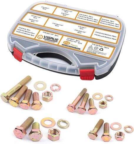 VIGRUE Hex Bolts Assorted Black SAE Bolt Nuts Kit, 316PCS 1/4-20, 5/16-18, 3/8-16 Hex Head Screw Bolt Nuts, Flat & Lock Washers Assortment Set, Black Oxide 18-8 (304) Stainless Steel, Fully Threaded in Saudi Arabia