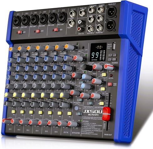 Audio Mixer, 12-Channel DJ Mixer Bluetooth Studio Mixer with 99 DSP Effect USB Drive+48V Phantom Power, XLR Microphone Jack Professional Mixer For Karaoke Studio Streaming Recording in Kuwait