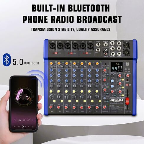 Audio Mixer, 12-Channel DJ Mixer Bluetooth Studio Mixer with 99 DSP Effect USB Drive+48V Phantom Power, XLR Microphone Jack Professional Mixer For Karaoke Studio Streaming Recording in Kuwait