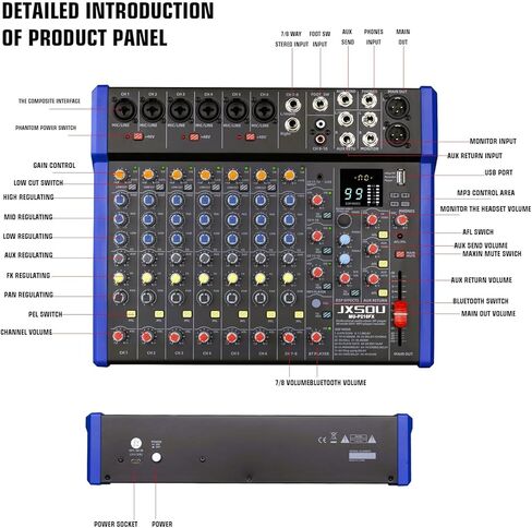 Audio Mixer, 12-Channel DJ Mixer Bluetooth Studio Mixer with 99 DSP Effect USB Drive+48V Phantom Power, XLR Microphone Jack Professional Mixer For Karaoke Studio Streaming Recording in Kuwait