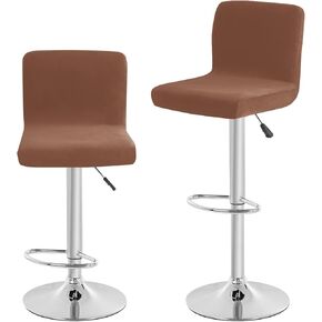 Velvet Bar Stool Seat Covers, Square Barstool Covers Slipcovers,Counter Height Chair Covers (2, Black)