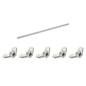 MECCANIXITY Fully Threaded Rod M5 x 250mm 304 Stainless Steel Right-Hand Threads with M5 Wing Nuts 5pcs