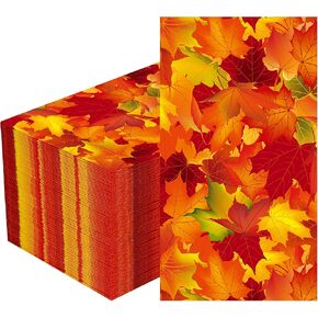 50 PCS Fall Leaves Paper Napkins Thanksgiving Disposable Guest Napkins 3-ply Maple Leaf Paper Hand Towels Harvest Decorative Dinner Napkin for Thanksgiving Autumn Wedding Birthday Party Supplies