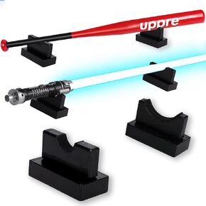 Lightsaber Stand Tabletop, Samurai Sword Stand, Anime Sword Rack Baseball Bat Stand Horizontal Wooden Display Stand Shop Display, Lightsaber Decoration, Lightsaber Storage Rack (Wood Black)