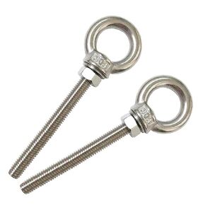 304 Stainless Steel Eye Bolt, 4 PCS M8 Heavy Duty Lifting Ring 2.4" Threaded Eyebolt Shoulder Eye Bolts with Nuts and Flat Washers(Thread Length 60mm)