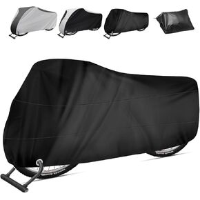 Bike Cover Outdoor Waterproof Bicycle Cover with Anti-Theft Lock Hole Carry Bag Rain Sun UV Dust Wind Snow Proof Mountain Bike Cover for Mountain Road Electric City Bike (XXL Black & Silver)