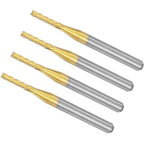 Corn End Mills, 1.6mm Cutting Diameter 3.175mm 1/8" Shank, Ti-Coated Solid Carbide Left Hand CNC Router Bits Milling Tools - (Applications: for PCB Wood Plastic), 4-Pieces in Kuwait
