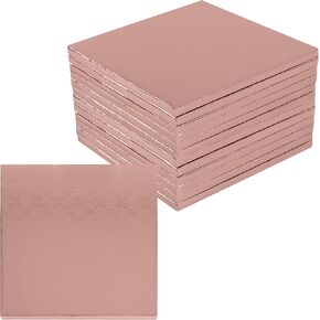 Rose Gold Cake Drum 10 Inch Set - 12pk Thick Square Cake Board Drums with 1/2in Thickness for Parties and Bakery