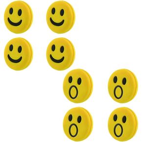 8 pcs Silicone Rubber Smile Face Tennis Racquet Vibration Dampener Shock Absorber(4 Smiley Yellow + 4 Surprise Yellow)