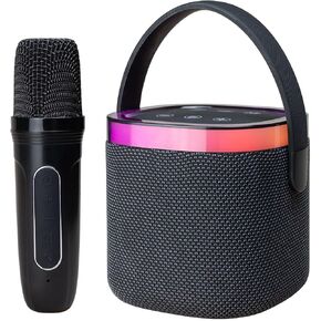 Portable Bluetooth Speaker, Wireless Surround Sound, Low bass, Equipped with Bluetooth Wireless Microphone, Colored LED Lights, Bluetooth 5.3, Suitable for Home, Party, and Outdoor use, Black