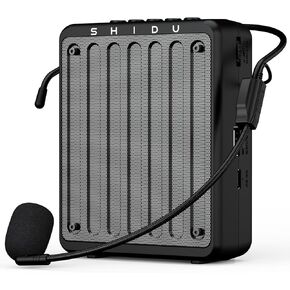 SHIDU Voice Amplifier, Voice Amplifier for Teachers, Portable Voice Amplifier with Headset Microphone, Personal Mini Voice Amplifier for Teachers Tour Guides Classroom Speaking Meetings Yoga (Black)