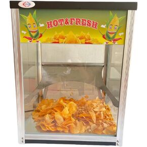 Commercial Chip Warmer Machine Restaurant Chip Display Cabinet, Stainless Steel Frames, Keep Chips Warm and Fresh for Hours