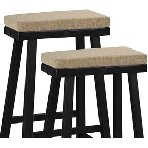 Rectangle Bar Stool Cushions Set of 2 with High-Resilience Foam Non-Slip Saddle Stool Cushion Machine Washable Cover for Kitchen Counter Stools 18"x9.5"x2" Beige