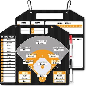 Erweicet Magnetic Baseball Lineup Board for Dugout, Black Baseball Clipboard for Coaches