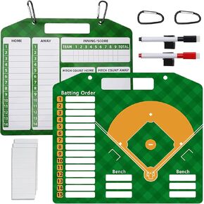 Magnetic Baseball Lineup Board, Baseball Clipboard for Coaches, Baseball Training Equipment, Comes with 2 Erasable Pens, 2 Pen Clips, 2 Fence Hooks, 30 Lineup Cards