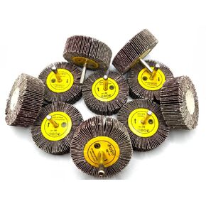 Pro-Graad SuperGrindz 10 Pack 3" x 1" x 1/4" 80 Grit Aluminum Oxide Shank Mounted Abrasive Flap Wheels, Ideal for Metal, Wood, Grinding, Blending, Polishing, Rust & Paint Removal