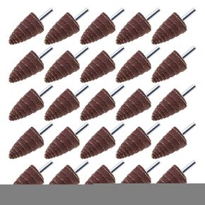 Create idea 25pcs Cone Shape Abrasive Sandpaper 60 80 120 180 240 Grit Deburring Sanding Polishing Flap Wheel Grinding Head Rotary Tool Tapered Roll Polish Mounted Point 1/4" Shank