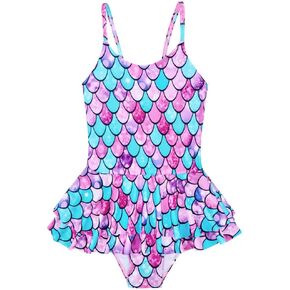 Girls' One Piece Swimwear Cartoon Printed Hawaiian Swimsuits for 3-12 Years