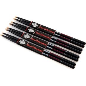 Drum sticks (4 Pairs) | 5A Drum Sticks | Classic Wood tip Drumsticks For Warm, Rich tones, Oak Drumsticks, Black, Rhythm Bytes New Beat Bladez Series, 4-Pack
