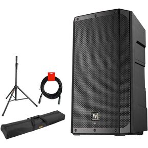 Electro-Voice ELX200-12P 12" 1200W 2-Way Powered Loudspeaker Bundle with Auray 51" Speaker Stand Bag, Steel Speaker Stand and XLR-XLR Cable