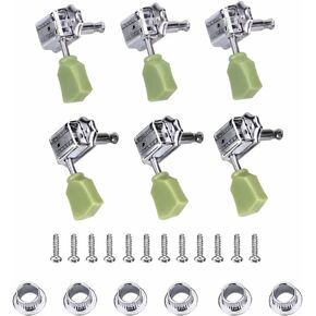 3 Pair Tuning Key Pegs, 3R 3L Machine Heads Silver String Tuners Deluxe Tuner Treble Side for Folk/Electric Guitar