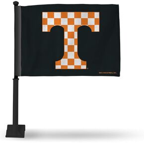 Rico Industries NCAA Tennessee Volunteers Alternate Car Flag W' Black Pole Double Sided Car Flag - 16" x 19" - Strong Pole that Hooks Onto Car/Truck/Automobile