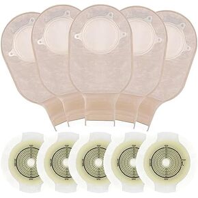 15PCS Colostomy Bags, Two Piece Drainable Pouches with Closure, Max Cut 57mm Ostomy Supplies for Ileostomy Stoma Care, 10pcs Bags+ 5pcs Skin Barriers