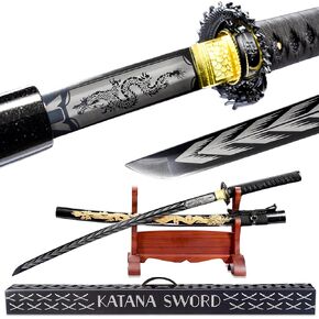 Real Katana Sword Sharp - Japanese Samurai Swords are a Unique Gift for Men - Sword Real Steel with Metal Blade Makes a Memorable for Martial Arts Enthusiasts or Sword Collectors