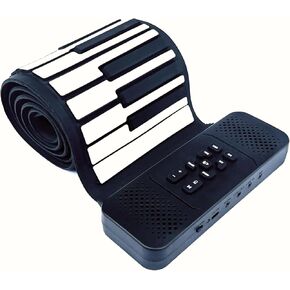 88 Key Roll up Piano Keyboard, pure piano sound source by France Dream, Portable Flexible, built-in both rechargeable battery and speaker/USB/HiFi stereo earphone as a gift (88 key Black)