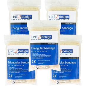 LINE2design Triangular Bandage - First Aid Bandage Wound Dressing Fracture Fixation Emergency 5Pk