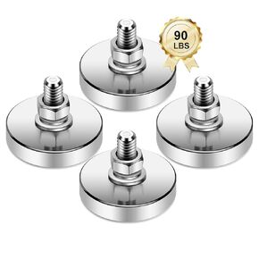 Super Strong Neodymium Round Magnet with M8 Male Thread Nuts Bolts 150 lb Corrosion-Resistant Mounting Magnet for Lighting Camera and Other Brackets Outdoor Tools 44mm D - 8 Packs