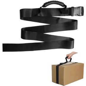 Box Carrying Strap with Handle,Adjustable Belt, Heavy Duty Ordinary Luggage Lashing Strap Holder, for Safe Moving and Lifting and Carrying of Heavy Cases, Groceries, Luggage, Black
