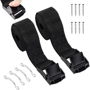 2 Sets 1"x 78"(6.5ft) Battery Hold Down Straps for Boats,Battery Tie Down with Cam Buckle,Stainless Steel Bracket and SS Screws Used for Cooler,Battery Box,Fuel Tank,Luggage Belt,RV and More