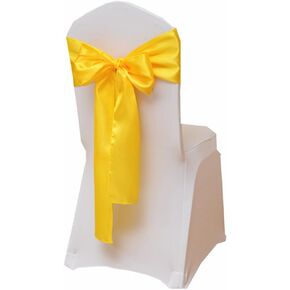 25pcs Decorative Party Chair Sashes,Banquet Satin Chair Ribbons,Wedding Chair Sashes Bows,Chair Ties for Trade Shows Christmas Events Baby Shower Birthday Party,Yellow