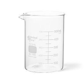 600mL Beaker, Low Form Griffin, Borosilicate 3.3 Glass, Double Scale, Graduated, United Scientific BG1000-600OS, Pack of 6
