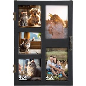 CALIFORNIA CADE ELECTRONIC 4x6 Picture Frame, 4x4 Picture Frames Collage Wall Decor, Black Photo Frames Holds 5 Photos with Glass & Mat, Window Picture Frame for Wall and Tabletop
