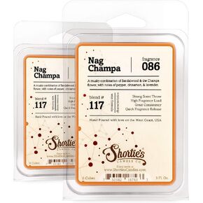 Shortie's Candle Company Nag Champa Wax Melts Multi Pack - 2 Highly Scented 3 Oz. Bars (6 Oz. Total) - Made with Natural Oils - Incense & Earth Air Freshener Cubes Collection