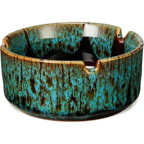 Ashtrays for Cigarettes, Portable Decorative Modern Ashtray for Home Office Indoor Outdoor Patio Use, Colored Ceramic Ashtrays Glossy, Fancy Cute Cool Ash Tray, Best Gift Idea. (1 pcs-Blue)