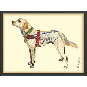 Empire Art Direct Yellow Lab Dimensional Collage Handmade by Alex Zeng Framed Graphic Dog Wall Art, 25" x 33"