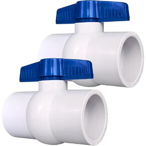 2 Pack 2" PVC Ball Valve, Shut Off Valve Slip for Water Pipe, Swimming Pool, Plumbing & Irrigation System, Shut-Off Ball Valve Socket with Easy Turn T-Handle Schedule SCH 40 (Blue)