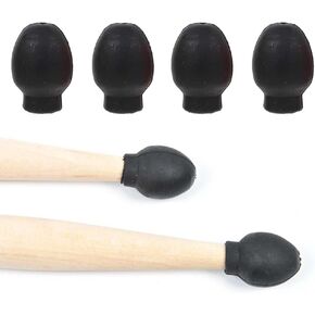 2 Pairs Rubber Drumstick Caps Black Drum Stick Tip Covers Drumstick Head Protectors Percussion Drum Mute Replacement Musical Instrument Accessories