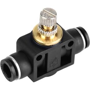 Hilitand Air Flow Control Valve with Push-to-Connect Fitting Air Flow Controller Valve T Shape Tube Pipe Pneumatic Fitting Air Regulator Valve(6mm)