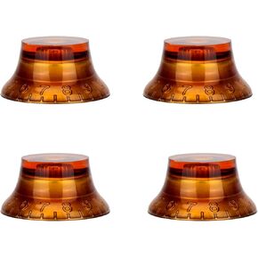 4pcs Metric Size Amber Guitar Knobs Brown Guitar Speed Control Volume Tone Knob for Epi Les Paul/Import Guitar Bass w/Coarse 5.8mm Split Pots (Brown) (Round)
