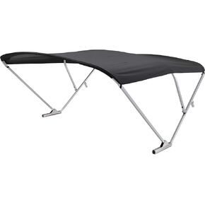 SureShade Power Pontoon Bimini Top - Clear Anodized Frame, Black Fabric