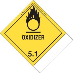 Labelmaster HSNV11 Oxidizer Label, Blank, Shipping Name, PVCF, Standard Tab, Hazmat, 4.75" x 4" (Pack of 500)